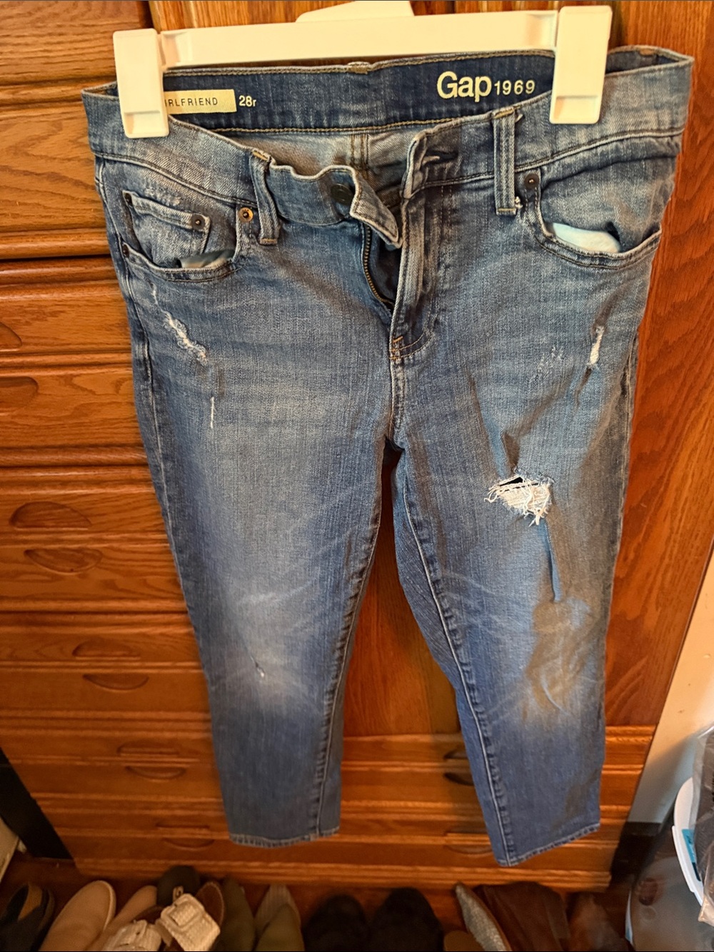 GAP Women's Medium Blue Distressed Boyfriend Jeans